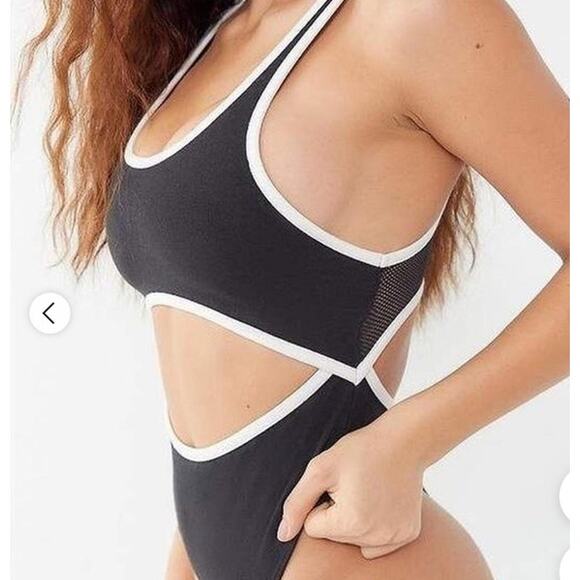 Urban Outfitters OUT FROM UNDER black white cut out body suit jumpsuit Size XS - Picture 6 of 12